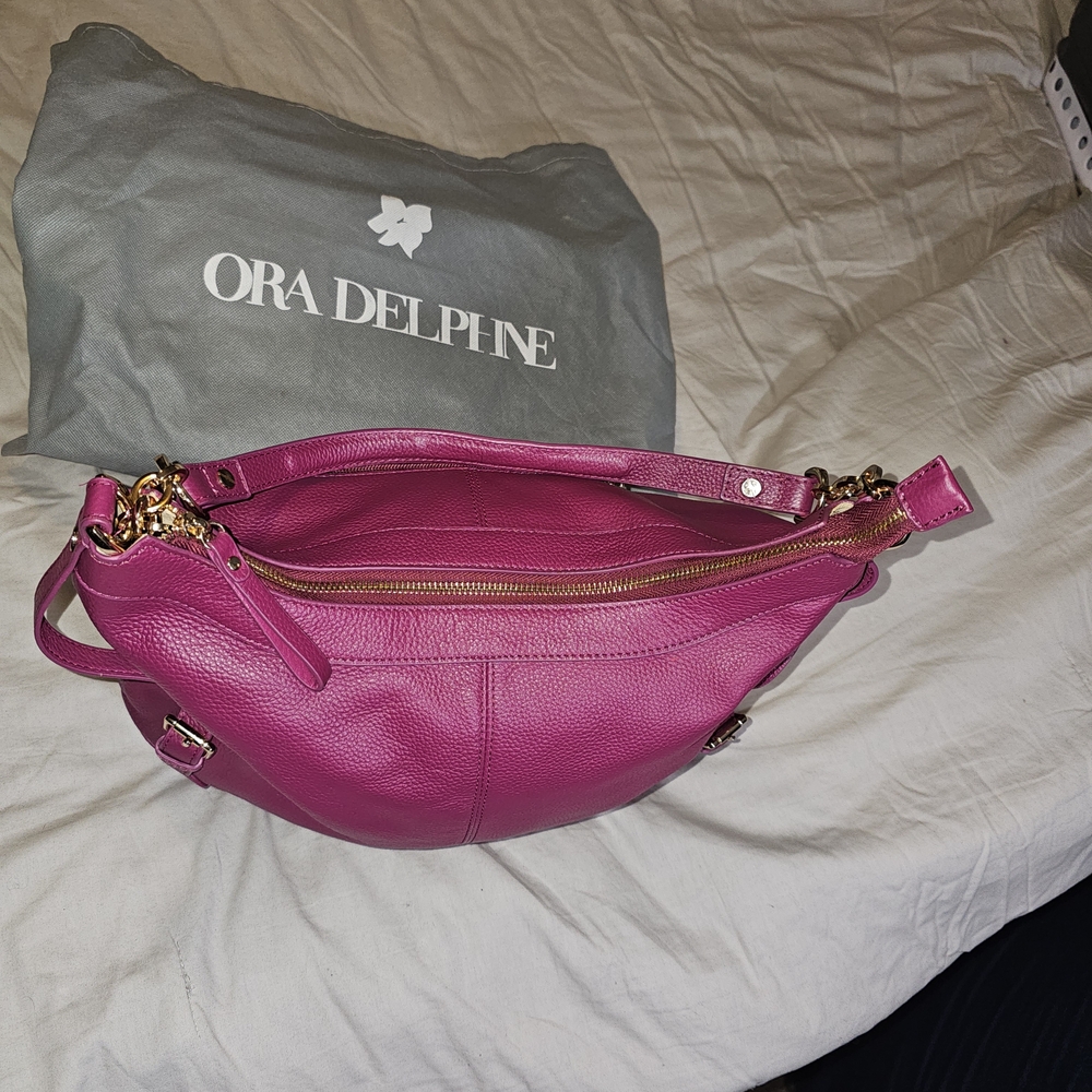 Ora Delphine Pink Leather Shoulder Bag